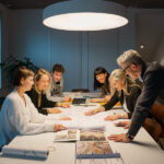 Besprechung von Architekten bei Q4 West an einem grossen Tisch